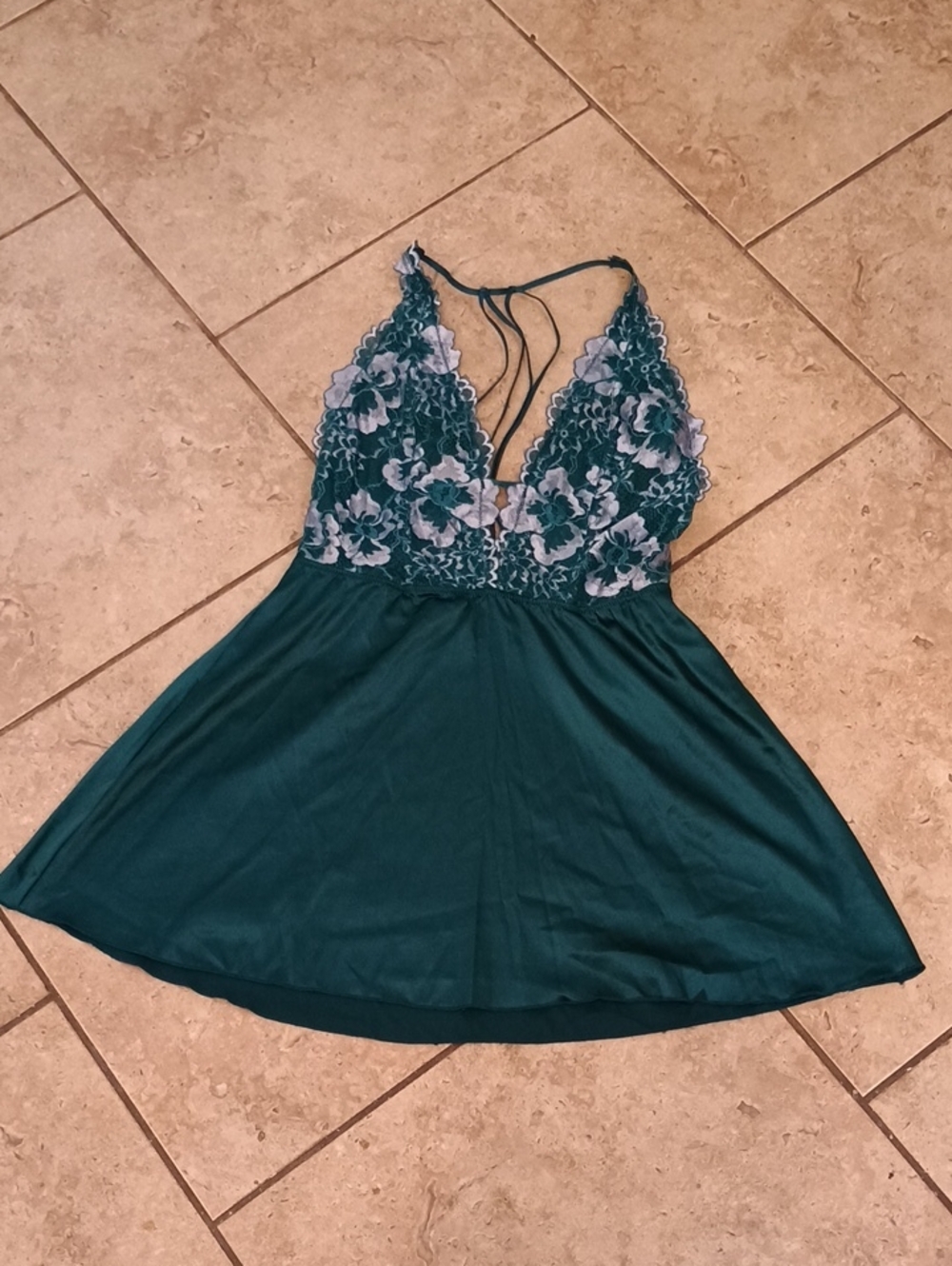Auden Teal Floral Lace Strapless Slip Dress